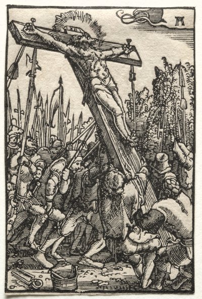 De Val en Verlossing van de Mens: Het Oprichten van het Kruis door Albrecht Altdorfer