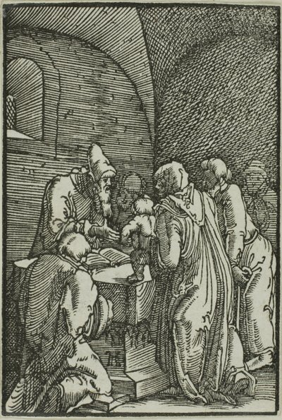 De presentatie in de tempel, uit De val en verlossing van de mens door Albrecht Altdorfer