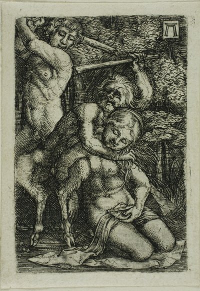 Twee saters vechten om een nimf door Albrecht Altdorfer