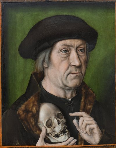 Zelfportret met een schedel door Albrecht Bouts