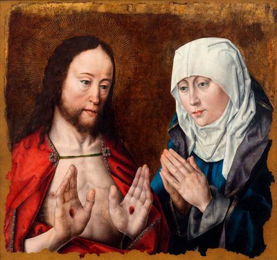 Christus toont zijn moeder de nagelwonden in zijn handen, c.1490 door Albrecht Bouts