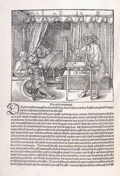 Een tekenaar die een portret tekent met behulp van een tekenraam, 1525 door Albrecht Dürer