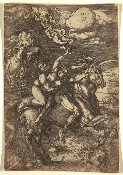 Ontvoering van Proserpina op een eenhoorn door Albrecht Dürer