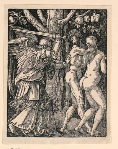 Adam en Eva verdreven uit het paradijs, uit De Kleine Passie-serie door Albrecht Dürer