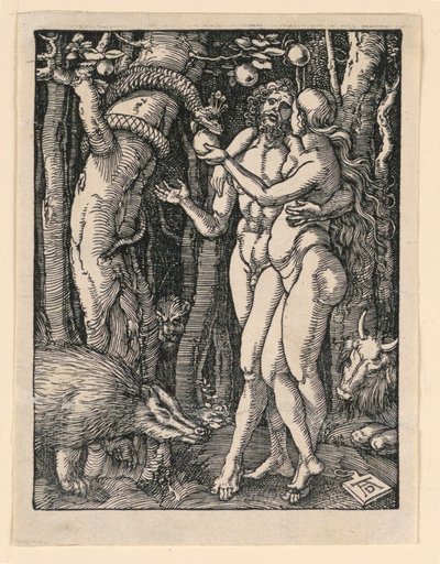 Adam en Eva, uit de serie De Kleine Passie door Albrecht Dürer