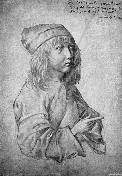 Albrecht Dürer op dertienjarige leeftijd. Van een tekening door hemzelf, 1484, 1906 door Albrecht Dürer