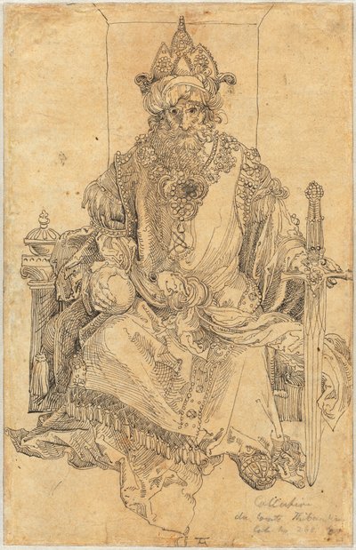 Een Oosterse Heerser Zittend op Zijn Troon door Albrecht Dürer