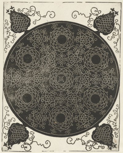 Borduurvoorbeeld met zeven kransvormige motieven door Albrecht Dürer
