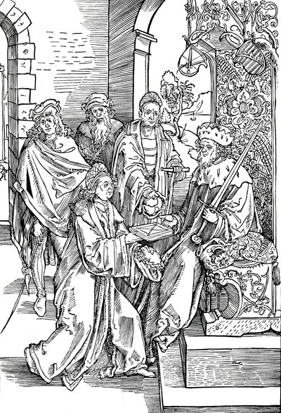 Celtes presenteert zijn boek aan de keurvorst van Saksen door Albrecht Dürer