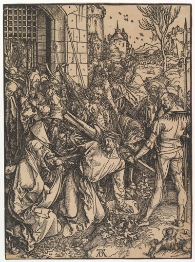 Christus draagt het kruis, uit De Grote Passie door Albrecht Dürer