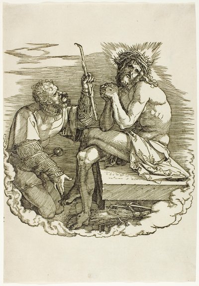 Christus, Man van Smarten, bespot door een soldaat, frontispice uit De Grote Passie door Albrecht Dürer