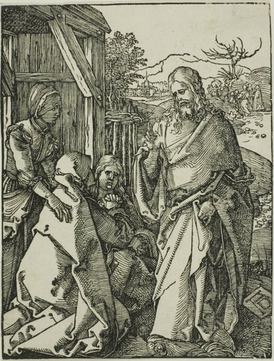 Christus neemt afscheid van zijn moeder, uit De Kleine Houtsnede Passie door Albrecht Dürer
