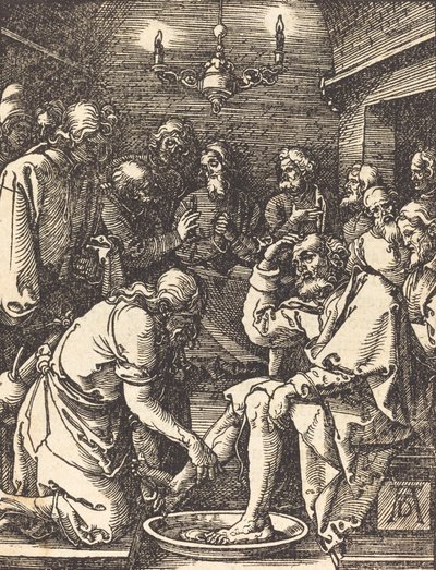 Christus wast de voeten van de discipelen door Albrecht Dürer