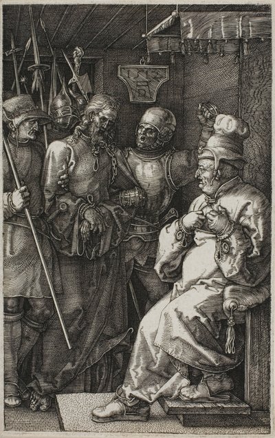 Christus voor Kajafas, uit De Gegraveerde Passie door Albrecht Dürer