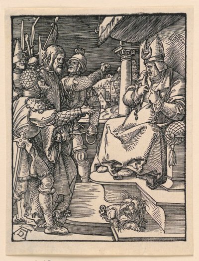 Christus voor Kajafas, uit De Kleine Passie Serie door Albrecht Dürer