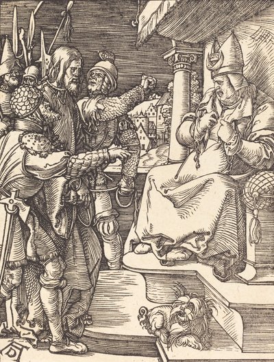 Christus voor Kajafas, waarschijnlijk ca. 1509-1510 door Albrecht Dürer