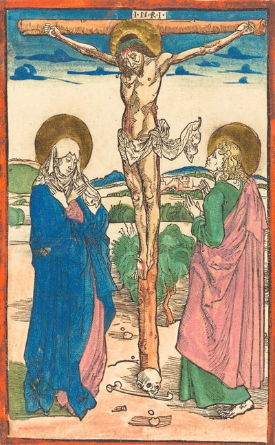 Christus aan het kruis tussen de Maagd en Sint Jan door Albrecht Dürer