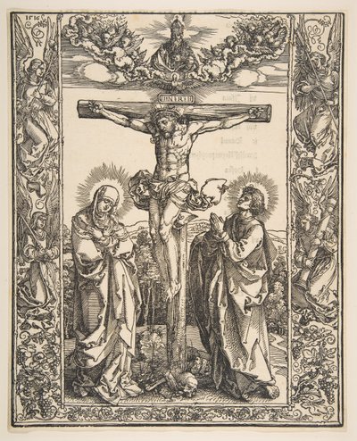 Christus aan het Kruis tussen de Maagd en Sint Jan door Albrecht Dürer