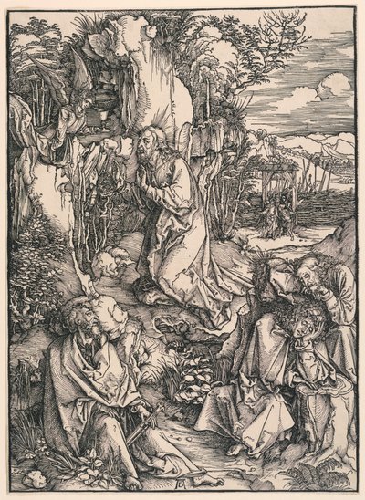 Christus op de Olijfberg (Agonie in de tuin), uit de Grote Passie door Albrecht Dürer