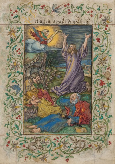 Christus op de Olijfberg, 1508 en 1580s door Albrecht Dürer