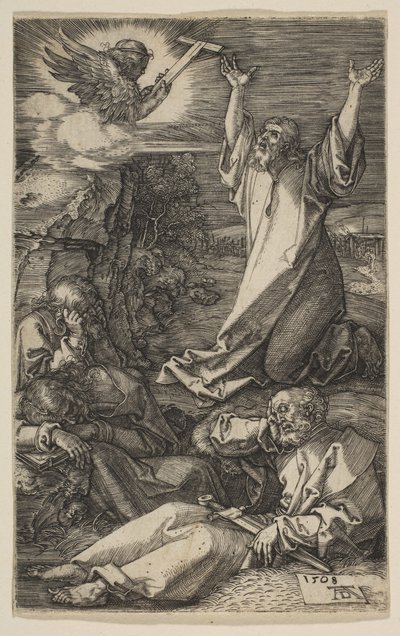Christus op de Olijfberg, uit De Passie, 1508 door Albrecht Dürer