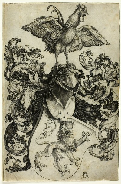 Wapen met Leeuw en Haan door Albrecht Dürer