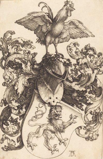 Wapen met een Leeuw en een Haan door Albrecht Dürer