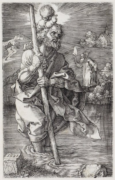 De heilige Christoffel, naar rechts kijkend door Albrecht Dürer