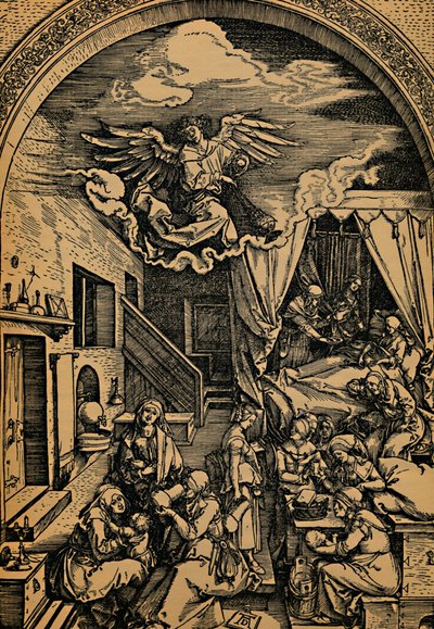 Die Geburt der Maria, 1503 - 1504 door Albrecht Dürer