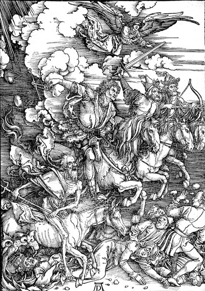De Openbaring van Johannes: 4. De vier apocalyptische ruiters door Albrecht Dürer