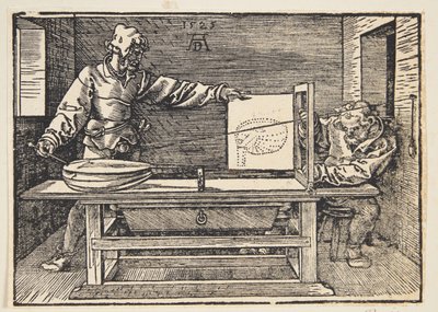 Tekenaar die een luit tekent door Albrecht Dürer
