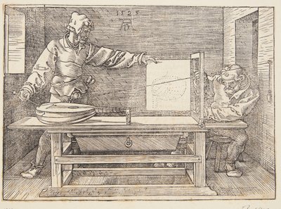 Tekenaar die een luit tekent door Albrecht Dürer