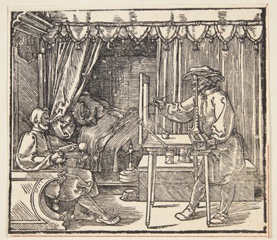 Tekenaar die een portret tekent door Albrecht Dürer