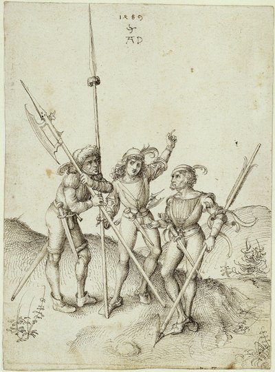 Drie landsknechten door Albrecht Dürer