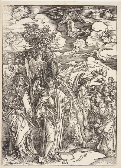 Vier engelen die de winden tegenhouden door Albrecht Dürer
