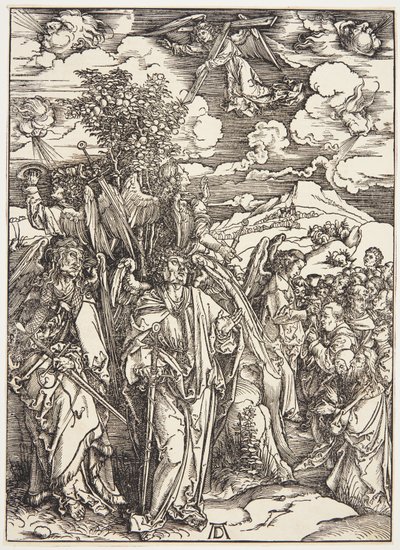 Vier engelen die de winden tegenhouden door Albrecht Dürer