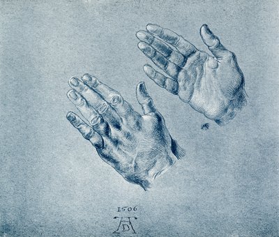 Handen van de biddende keizer Maximiliaan door Albrecht Dürer