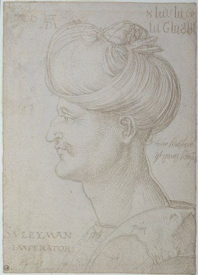 Hoofd van Suleyman de Prachtige (1494-1566) 1526 door Albrecht Dürer