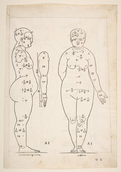 Illustratie uit Dürers Vier Bucher von Menslicher Proportion, Neurenberg, 1528 door Albrecht Dürer