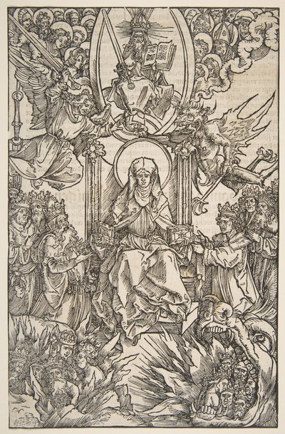 Illustratie uit Revelations Sancte Birgitte, Koberger Neurenberg 1502 Duitse Tekst door Albrecht Dürer