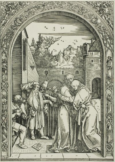 Joachim en St. Anna ontmoeten elkaar bij de Gouden Poort, uit Het leven van de Maagd door Albrecht Dürer