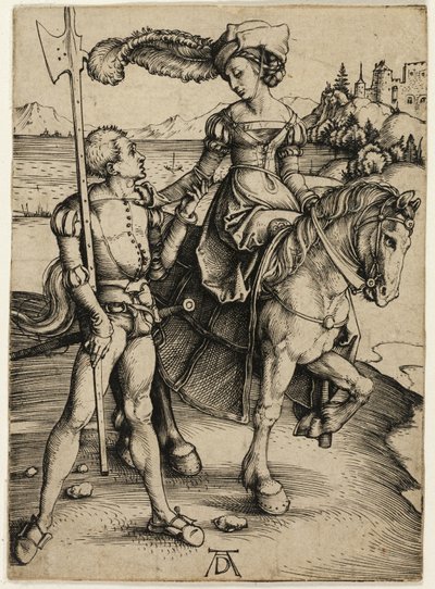 Dame te Paard en Landsknecht door Albrecht Dürer