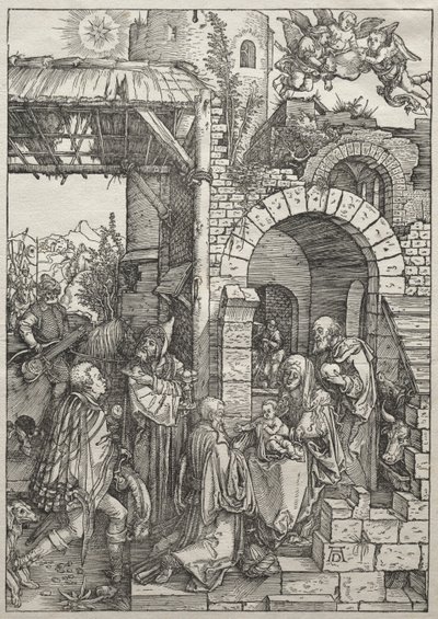 Leven van de Maagd: Aanbidding door de wijzen door Albrecht Dürer