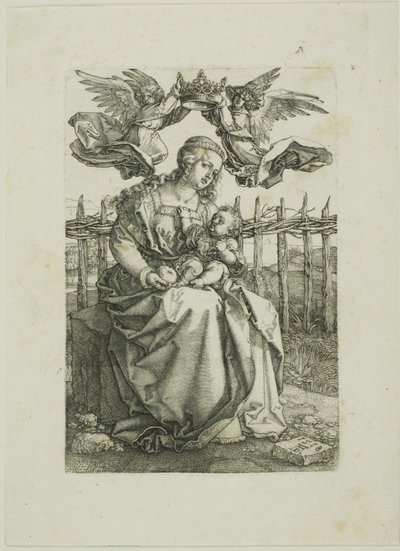 Madonna gekroond door twee engelen door Albrecht Dürer