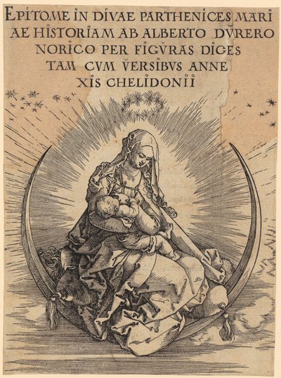 Maria op de maansikkel, blad 1 van de serie „Het leven van Maria” door Albrecht Dürer