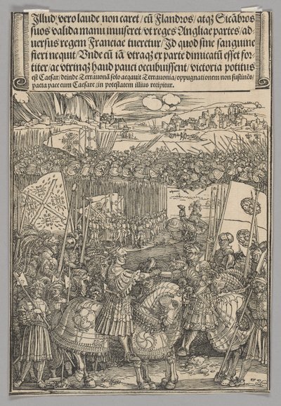 Maximiliaan en Hendrik VIII van Engeland, plaat 22 uit Historische Scènes uit het Leven van Keizer Maximiliaan I uit de Triomfboog door Albrecht Dürer