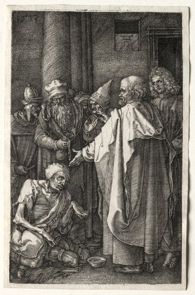 Petrus en Johannes Genezen de Kreupele bij de Tempelpoort door Albrecht Dürer