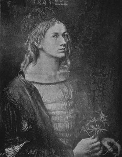 Portret van de kunstenaar met een distel, 1493, 1906 door Albrecht Dürer