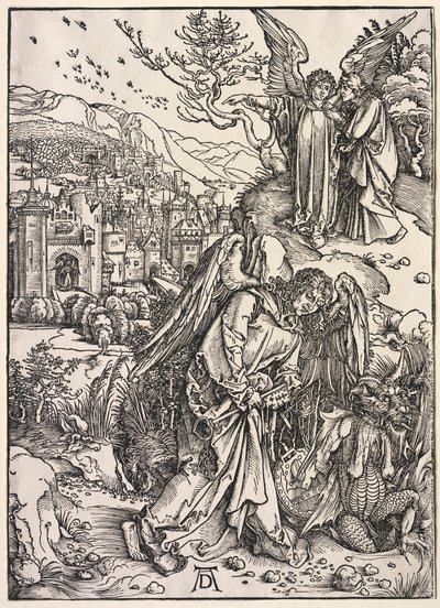 Openbaring van St. Johannes: Engel met de Sleutel van de Bodemloze Put, 1511 door Albrecht Dürer
