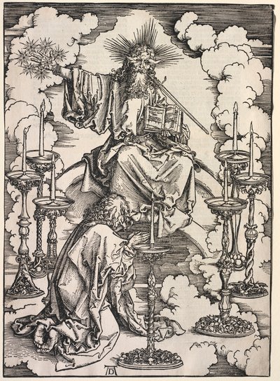 Openbaring van St. Johannes: St. Johannes die de Zeven Kandelaren Aanschouwt door Albrecht Dürer